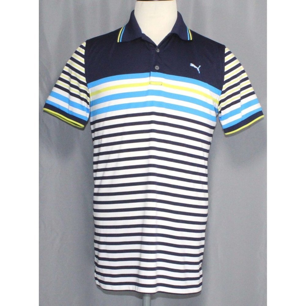 Puma Tech Stripe Performance Golf Polo Shirt 565027 Men's Size Large   EXCELLENT